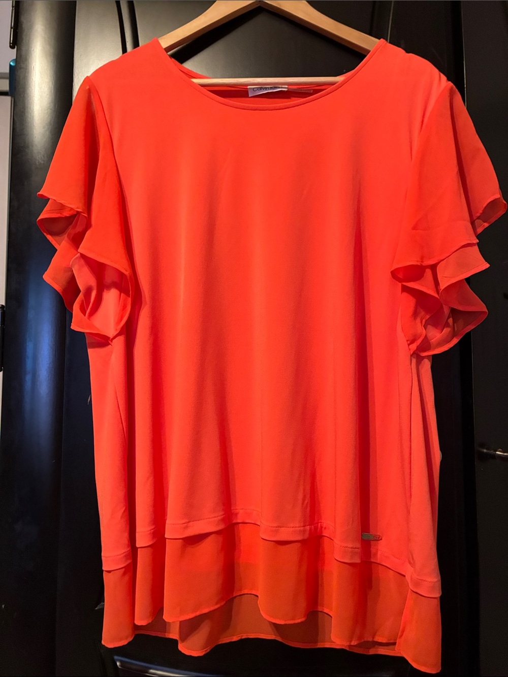 Calvin Klein Coral Ruffle Sleeve Blouse